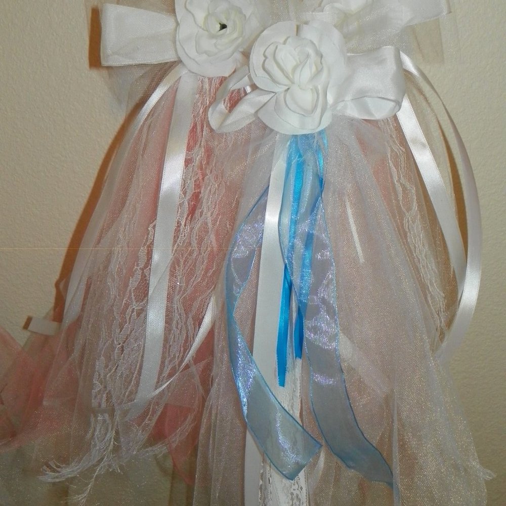 5 White Flower Lace Pink Wedding Pew Party Decor - Picture 9 of 11